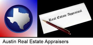 real estate appraisal documents and a pen in Austin, TX