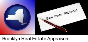 real estate appraisal documents and a pen in Brooklyn, NY