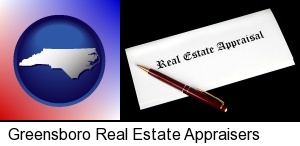 real estate appraisal documents and a pen in Greensboro, NC