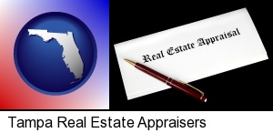 Tampa, Florida - real estate appraisal documents and a pen